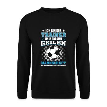 Fußballtrainer Trainer Mannschaft Kreisliga - Unisex Pullover - Schwarz - Vorne - Alina (178cm) & Michal (187cm)