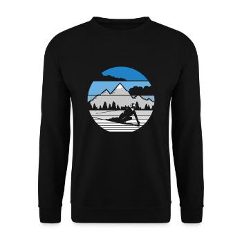 Ski Alpin Winter Berge Skifahren - Unisex Pullover - Schwarz - Vorne - Alina (178cm) & Michal (187cm)