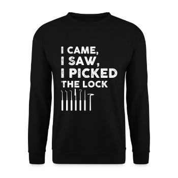Lock Picking Locking Technician Schlossdienst Design - Unisex Sweatshirt - black - Front - Alina (178cm) & Michal (187cm)