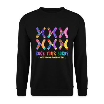 Rock Your Socks World Down Syndrome Awareness Day - Sweat-shirt Unisexe - noir - Devant - Alina (178cm) & Michal (187cm)