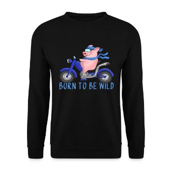 Ulkiger Motorradfahrer - Born to be wild - Unisex Pullover - Schwarz - Vorne - Alina (178cm) & Michal (187cm)