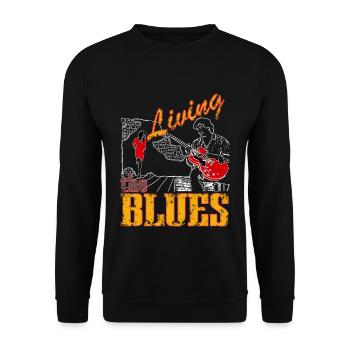 Blues Musik leben - Unisex Pullover - Schwarz - Vorne - Alina (178cm) & Michal (187cm)