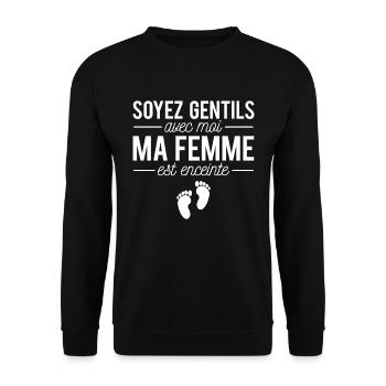 Ma femme est enceinte humour futur papa annonce - Sweat-shirt Unisexe - noir - Devant - Alina (178cm) & Michal (187cm)