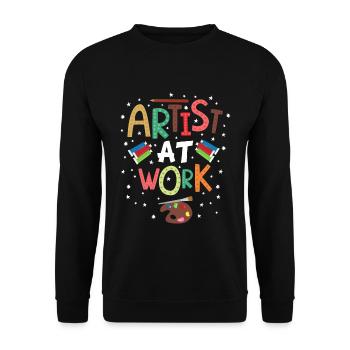 Artiste au travail - chemise d'artiste d'art - Sweat-shirt Unisexe - noir - Devant - Alina (178cm) & Michal (187cm)