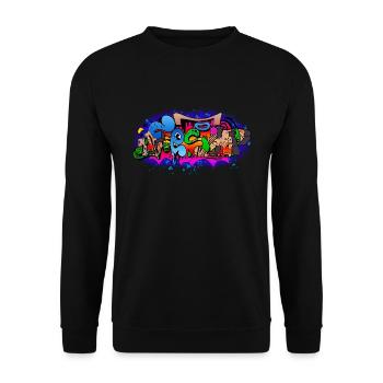 Cool Fresh Graffiti Typography - Unisex Sweatshirt - black - Front - Alina (178cm) & Michal (187cm)