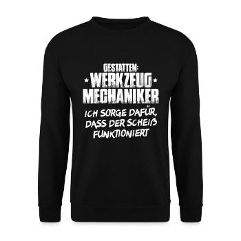 Werkzeugmechaniker Werkzeugmacher Werkzeugmechanik - Unisex Pullover - Schwarz - Vorne - Alina (178cm) & Michal (187cm)