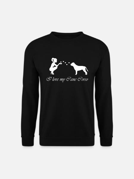 Cane Corso mit Frau - Unisex Pullover - Schwarz