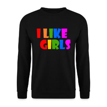 I like girls - Unisex Pullover - Schwarz - Vorne - Alina (178cm) & Michal (187cm)