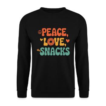Peace Love Snacks Funny Retro Vibes Design - Sweat-shirt Unisexe - noir - Devant - Alina (178cm) & Michal (187cm)