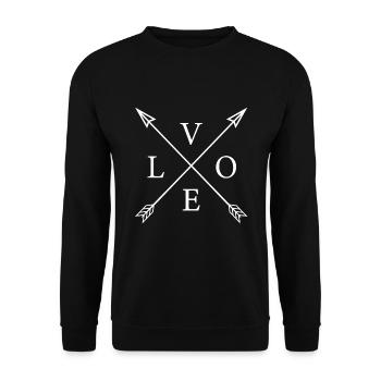 Les flèches d’amour Blanc Sur Noir - Sweat-shirt Unisexe - noir - Devant - Alina (178cm) & Michal (187cm)
