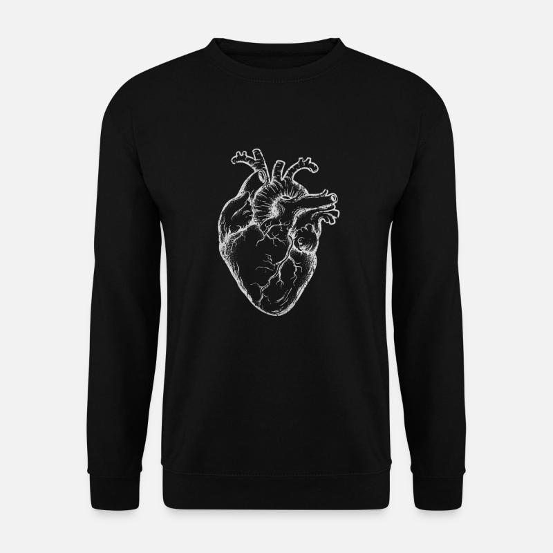 Realistische Herz Anatomische Liebe Weiß - Unisex Pullover - Schwarz