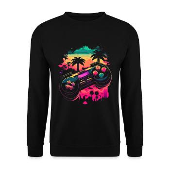 Console rétro - Sweat-shirt Unisexe - noir - Devant - Alina (178cm) & Michal (187cm)