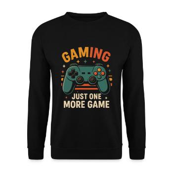 Gaming Shirt |One More Game | Retro Controller - Unisex Pullover - Schwarz - Vorne - Alina (178cm) & Michal (187cm)