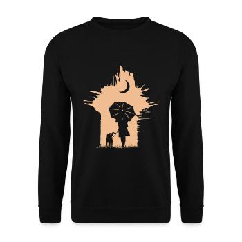 Mum silhouette with dog in rain umbrella - Unisex Sweatshirt - black - Front - Alina (178cm) & Michal (187cm)