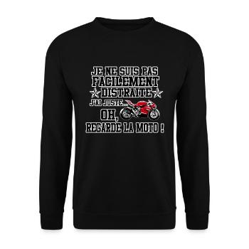 Je ne suis pas facilement distraite MOTO - Sweat-shirt Unisexe - noir - Devant - Alina (178cm) & Michal (187cm)