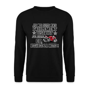 Je ne suis pas facilement distrait MOTO - Sweat-shirt Unisexe - noir - Devant - Alina (178cm) & Michal (187cm)
