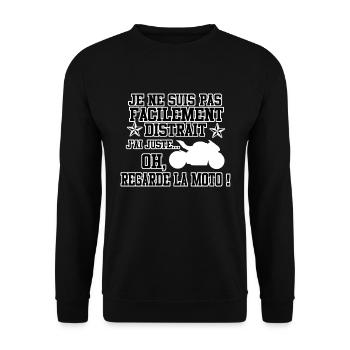 Je ne suis pas facilement distrait MOTO - Sweat-shirt Unisexe - noir - Devant - Alina (178cm) & Michal (187cm)