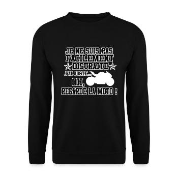 Je ne suis pas facilement distraite MOTO - Sweat-shirt Unisexe - noir - Devant - Alina (178cm) & Michal (187cm)