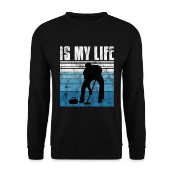Curling is my life Curler Eisstockschießen - Unisex Sweatshirt - black - Front - Alina (178cm) & Michal (187cm)