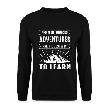 Adventures Are The Best Way To Learn - Unisex Pullover - Schwarz - Vorne - Alina (178cm) & Michal (187cm)