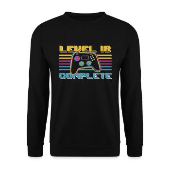 18 Birthday Level 18 Complete 18 Year Old Gamer - Unisex Sweatshirt - black - Front - Alina (178cm) & Michal (187cm)