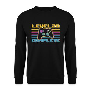 20 Geburtstag Level 20 Complete 20 Jahre Gamer - Unisex Pullover - Schwarz - Vorne - Alina (178cm) & Michal (187cm)