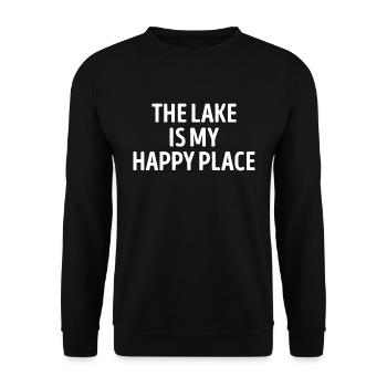 Der See ist mein glücklicher Ort beim Angeln - Unisex Pullover - Schwarz - Vorne - Alina (178cm) & Michal (187cm)