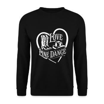 Love Line Dance ich liebe Line Dancing mit Herz - Unisex Pullover - Schwarz - Vorne - Alina (178cm) & Michal (187cm)