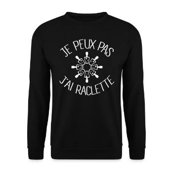 Je peux pas j'ai Raclette - Sweat-shirt Unisexe - noir - Devant - Alina (178cm) & Michal (187cm)