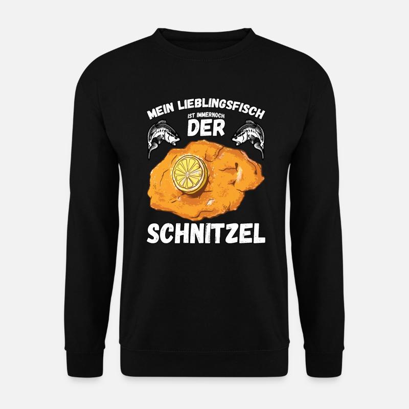 Angeln und Schnitzel Spruch - Unisex Pullover - Schwarz