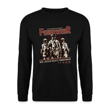 Feuerwehr Spruch - Unisex Pullover - Schwarz - Vorne - Alina (178cm) & Michal (187cm)