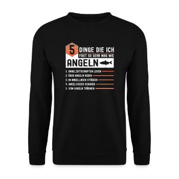 5 Dinge Die Ich Fast So Sehr Mag Wie Angeln - Unisex Pullover - Schwarz - Vorne - Alina (178cm) & Michal (187cm)