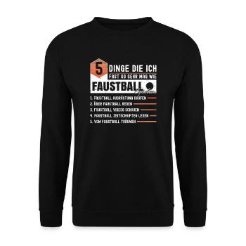 5 Dinge Die Ich Fast So Sehr Mag Wie Faustball - Unisex Pullover - Schwarz - Vorne - Alina (178cm) & Michal (187cm)