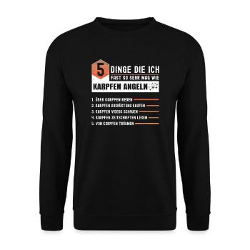 Anglerwitze Karpfen Angeln - Unisex Pullover - Schwarz - Vorne - Alina (178cm) & Michal (187cm)