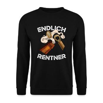 Endlich Rentner Bier Öffnen - Unisex Pullover - Schwarz - Vorne - Alina (178cm) & Michal (187cm)