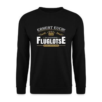 Fluglotse - Unisex Pullover - Schwarz - Vorne - Alina (178cm) & Michal (187cm)