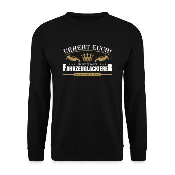 Fahrzeuglackierer - Unisex Pullover - Schwarz - Vorne - Alina (178cm) & Michal (187cm)