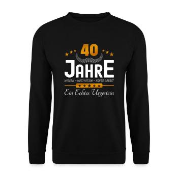 40. Jubiläum - Firmenjubiläum - Unisex Pullover - Schwarz - Vorne - Alina (178cm) & Michal (187cm)