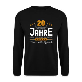 20. Jubiläum - Firmenjubiläum - Unisex Pullover - Schwarz - Vorne - Alina (178cm) & Michal (187cm)