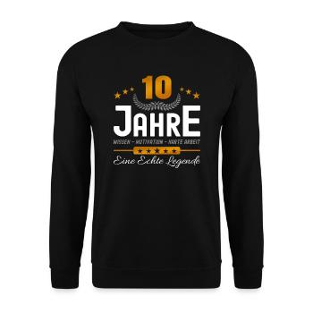10. Jubiläum - Firmenjubiläum - Unisex Pullover - Schwarz - Vorne - Alina (178cm) & Michal (187cm)