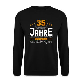 35 Jahre Lieblingsehemann - Unisex Pullover - Schwarz - Vorne - Alina (178cm) & Michal (187cm)