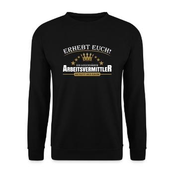 Arbeitsvermittler - Unisex Pullover - Schwarz - Vorne - Alina (178cm) & Michal (187cm)