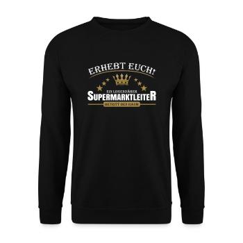 Supermarktleiter - Unisex Pullover - Schwarz - Vorne - Alina (178cm) & Michal (187cm)
