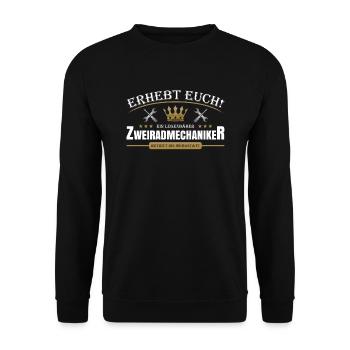 Zweiradmechaniker - Unisex Pullover - Schwarz - Vorne - Alina (178cm) & Michal (187cm)