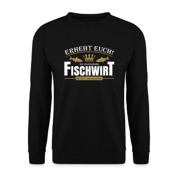 Fischwirt - Unisex Pullover - Schwarz - Vorne - Alina (178cm) & Michal (187cm)