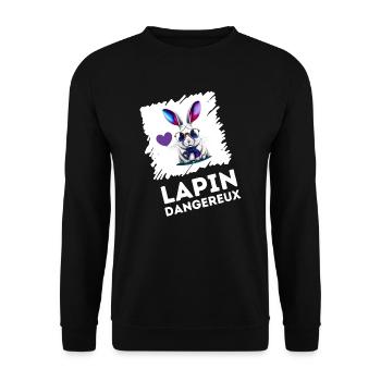 lapin dangereux drôle tshirt happy easter day - Sweat-shirt Unisexe - noir - Devant - Alina (178cm) & Michal (187cm)