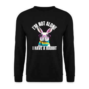i'm not alone i have a rabbit tshirt bunny lunette - Sweat-shirt Unisexe - noir - Devant - Alina (178cm) & Michal (187cm)