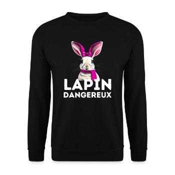 lapin dangereux drôle tshirt happy easter day - Sweat-shirt Unisexe - noir - Devant - Alina (178cm) & Michal (187cm)