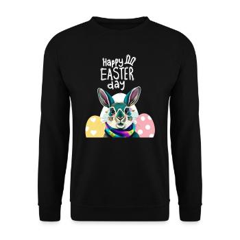 Funny rabbit lapin drôle lunettes bunny easter day - Sweat-shirt Unisexe - noir - Devant - Alina (178cm) & Michal (187cm)