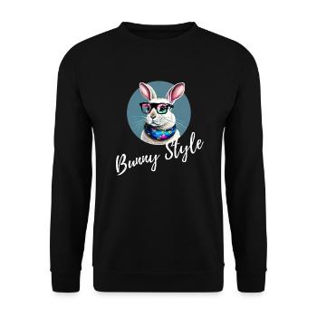 Bunny style rabbit funny glasses happy easter day - Unisex Sweatshirt - black - Front - Alina (178cm) & Michal (187cm)